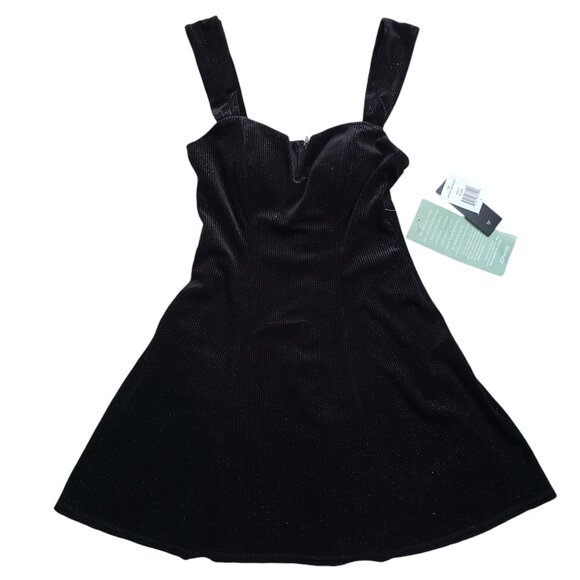 City Triangles Sweetheart Mini Dress Womens 0 Black Sleeveless Sparkle Glam NWT - Picture 1 of 11